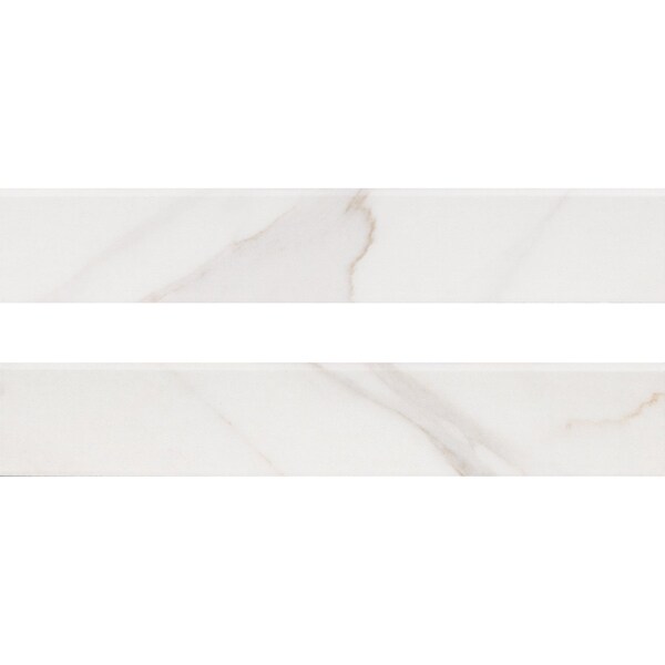 Adella Calacatta Bullnose 3 in. x 18 in. Glazed Porcelain Wall Tile, 30PK